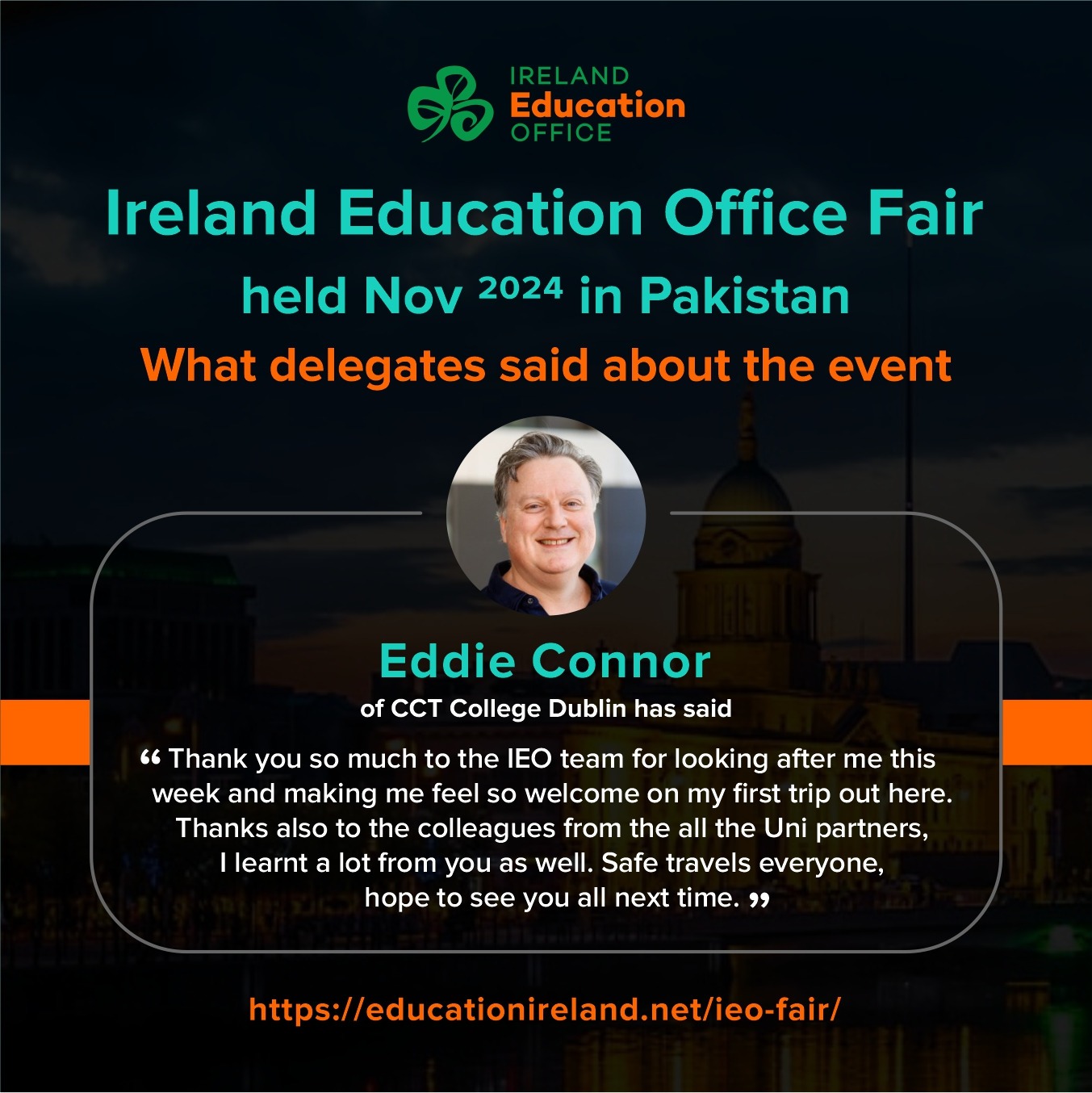Eddie Connor, CCT College Dublin – IEO Fair testimonial