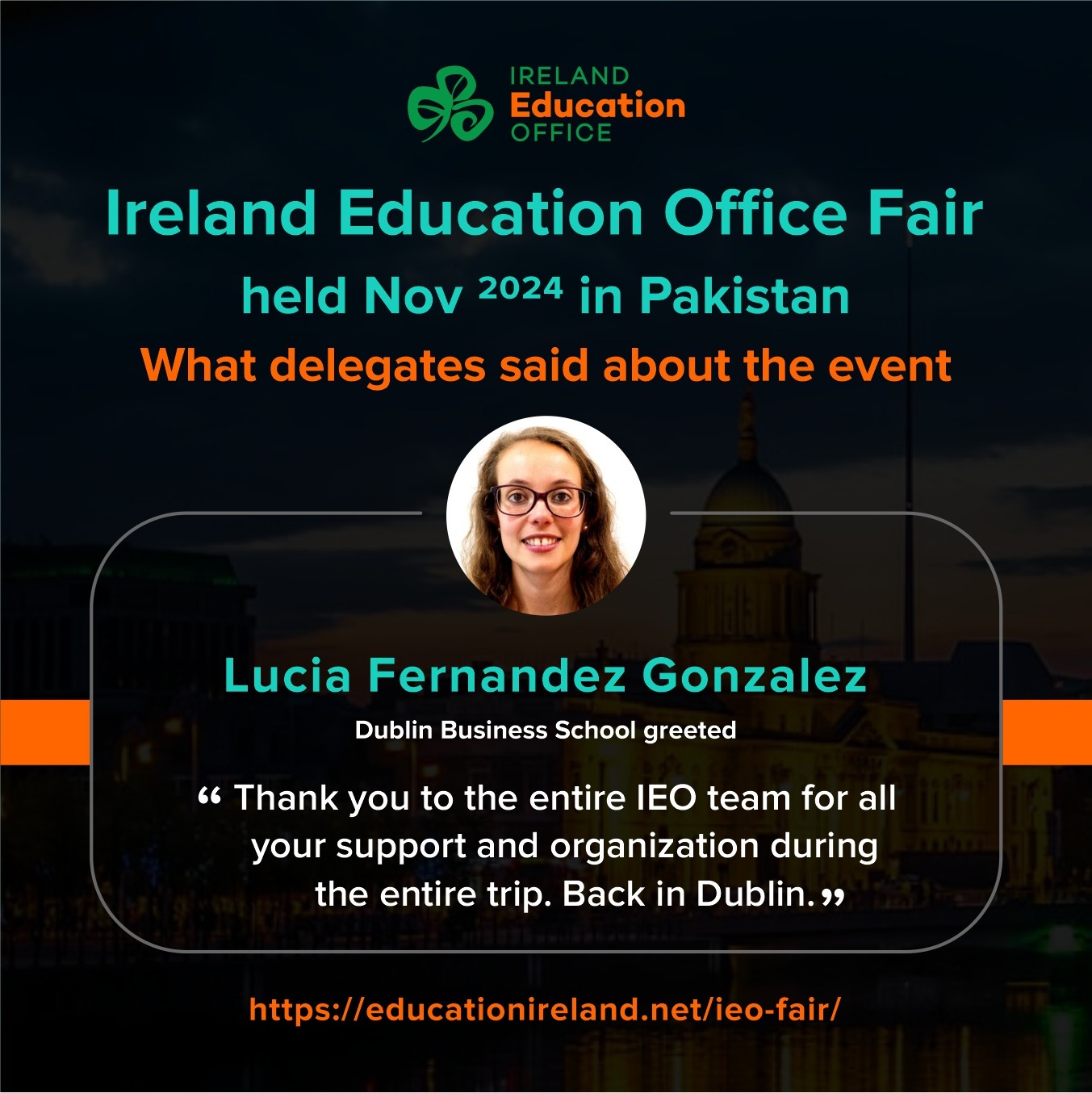 Lucia Fernandez Gonzalez, Dublin Business School – IEO Fair testimonial